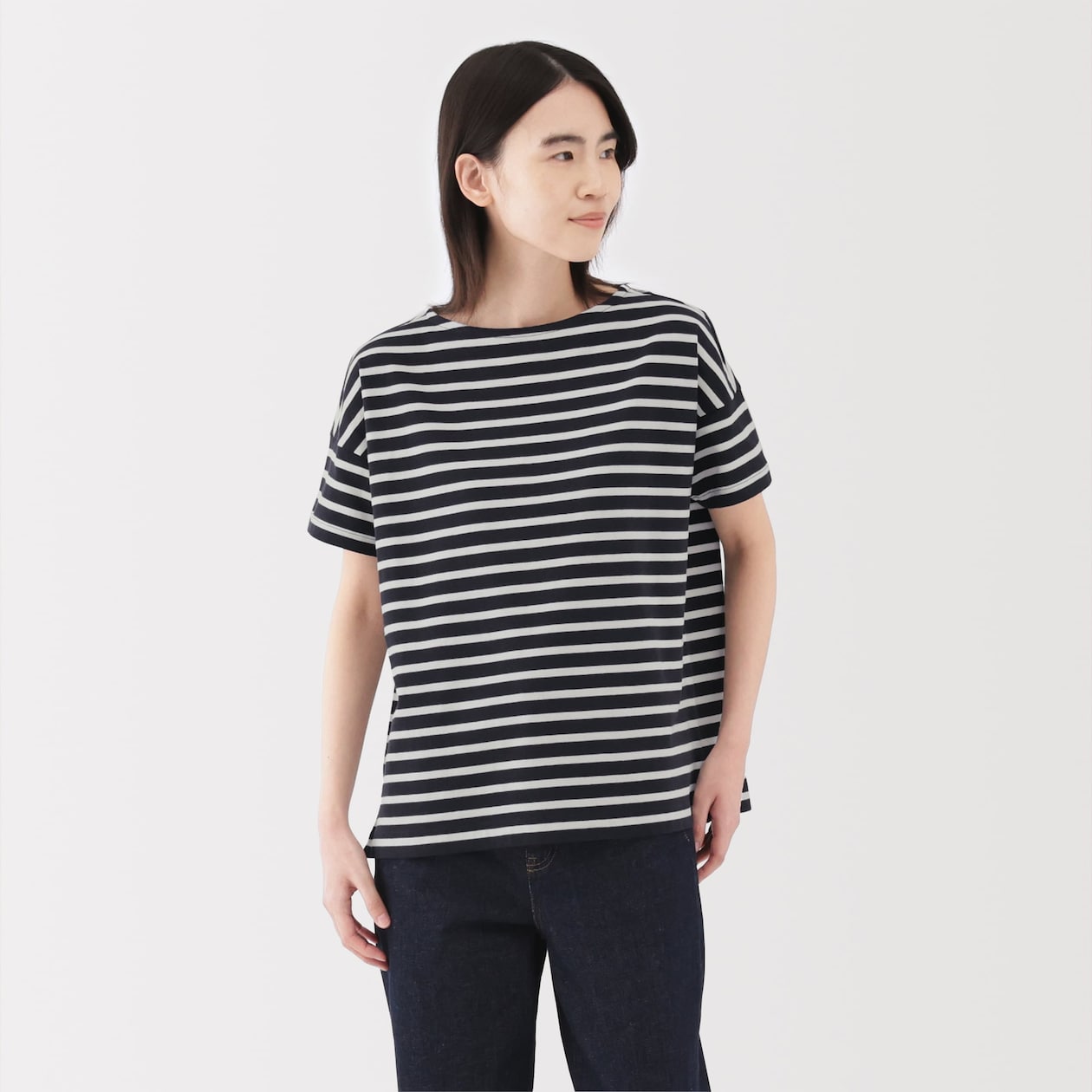 婦人　ボーダーボートネック半袖Ｔシャツ