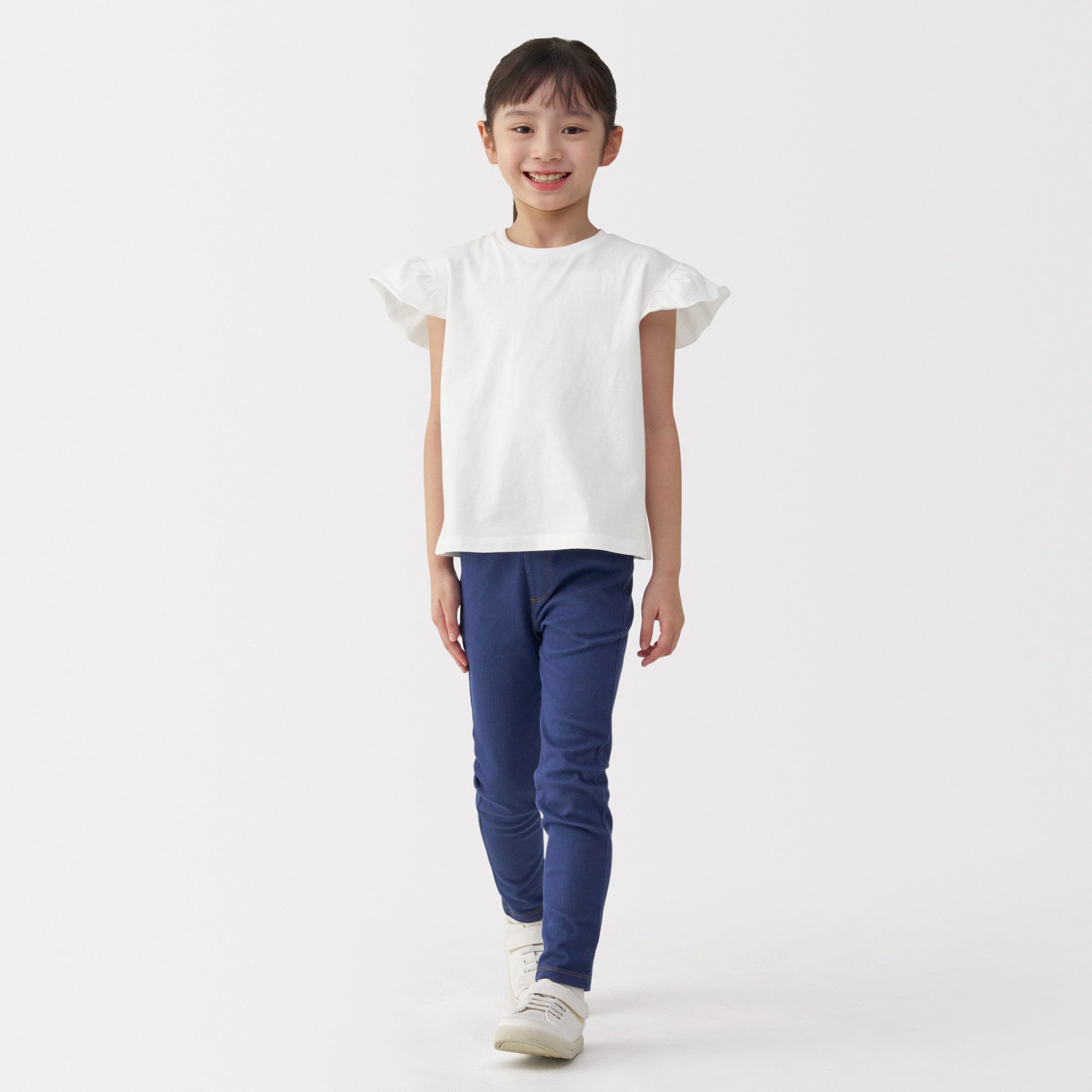 キッズ　天竺編みフリルスリーブＴシャツ