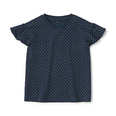 キッズ　天竺編みフリルスリーブＴシャツ