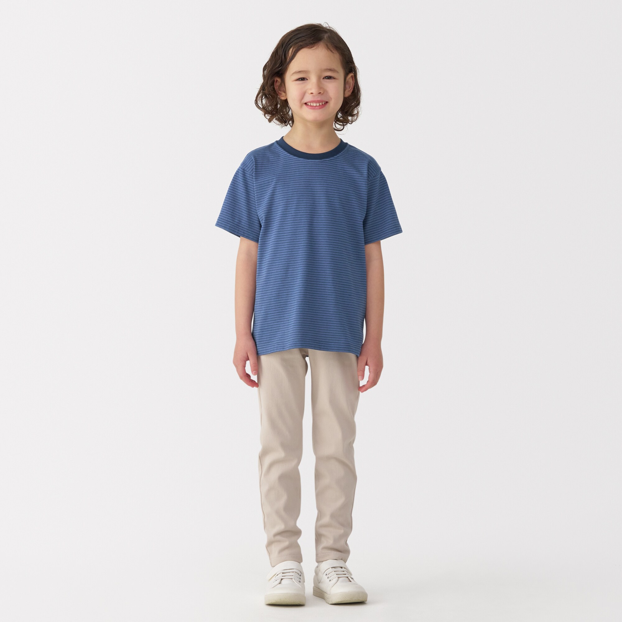 キッズ　天竺編みクルーネック半袖Ｔシャツ　ボーダー