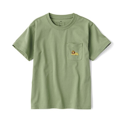 キッズ　天竺編み刺繍入りポケット半袖Ｔシャツ