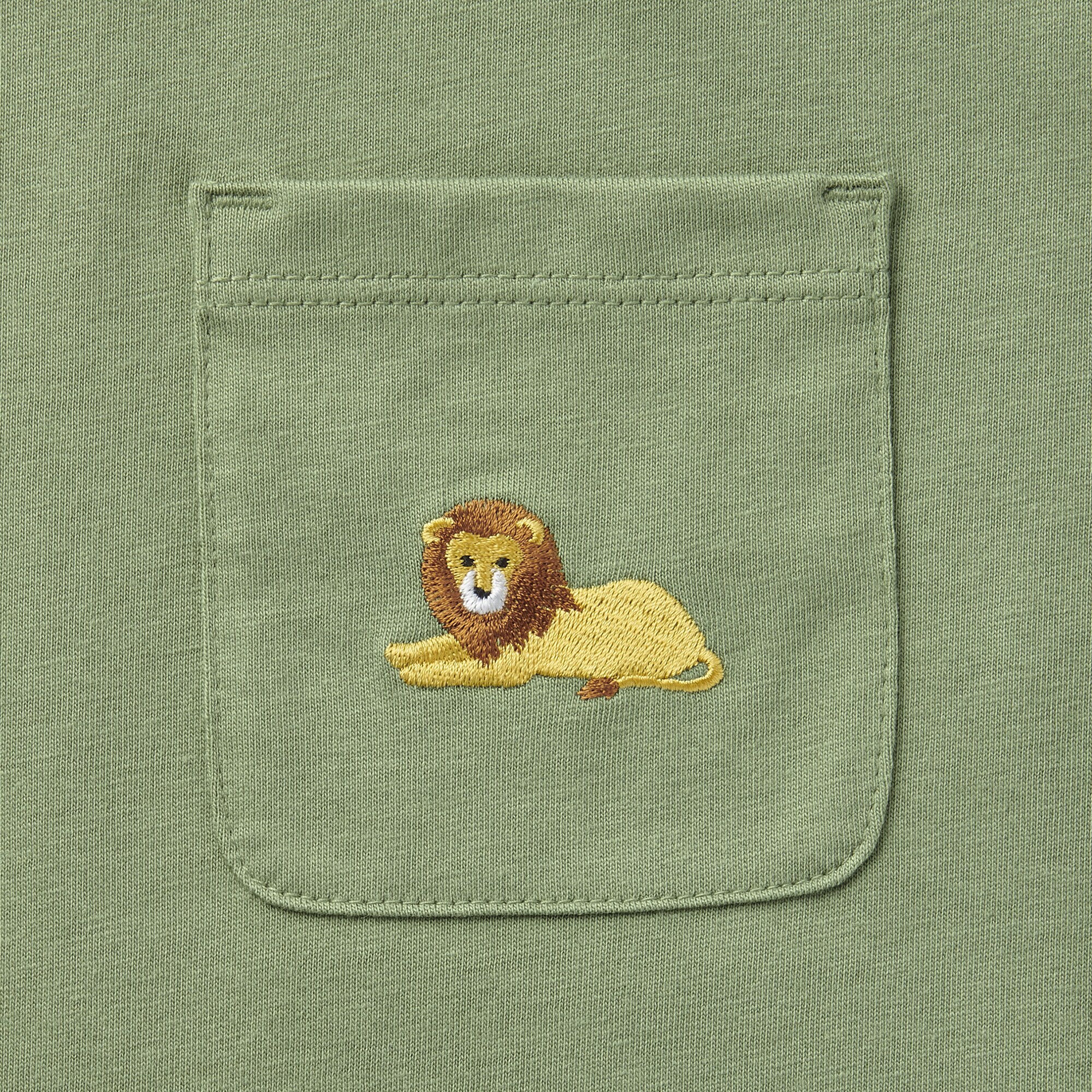 キッズ　天竺編み刺繍入りポケット半袖Ｔシャツ