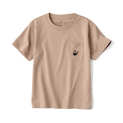 キッズ　天竺編み刺繍入りポケット半袖Ｔシャツ