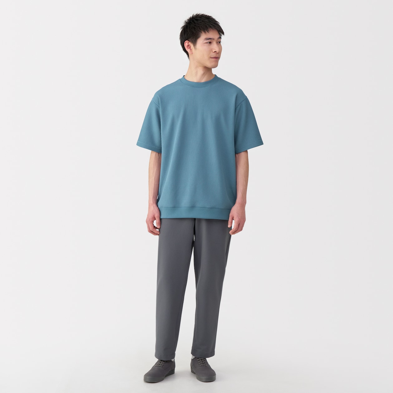 紳士　ＵＶカット乾きやすいワッフルクルーネック半袖Ｔシャツ