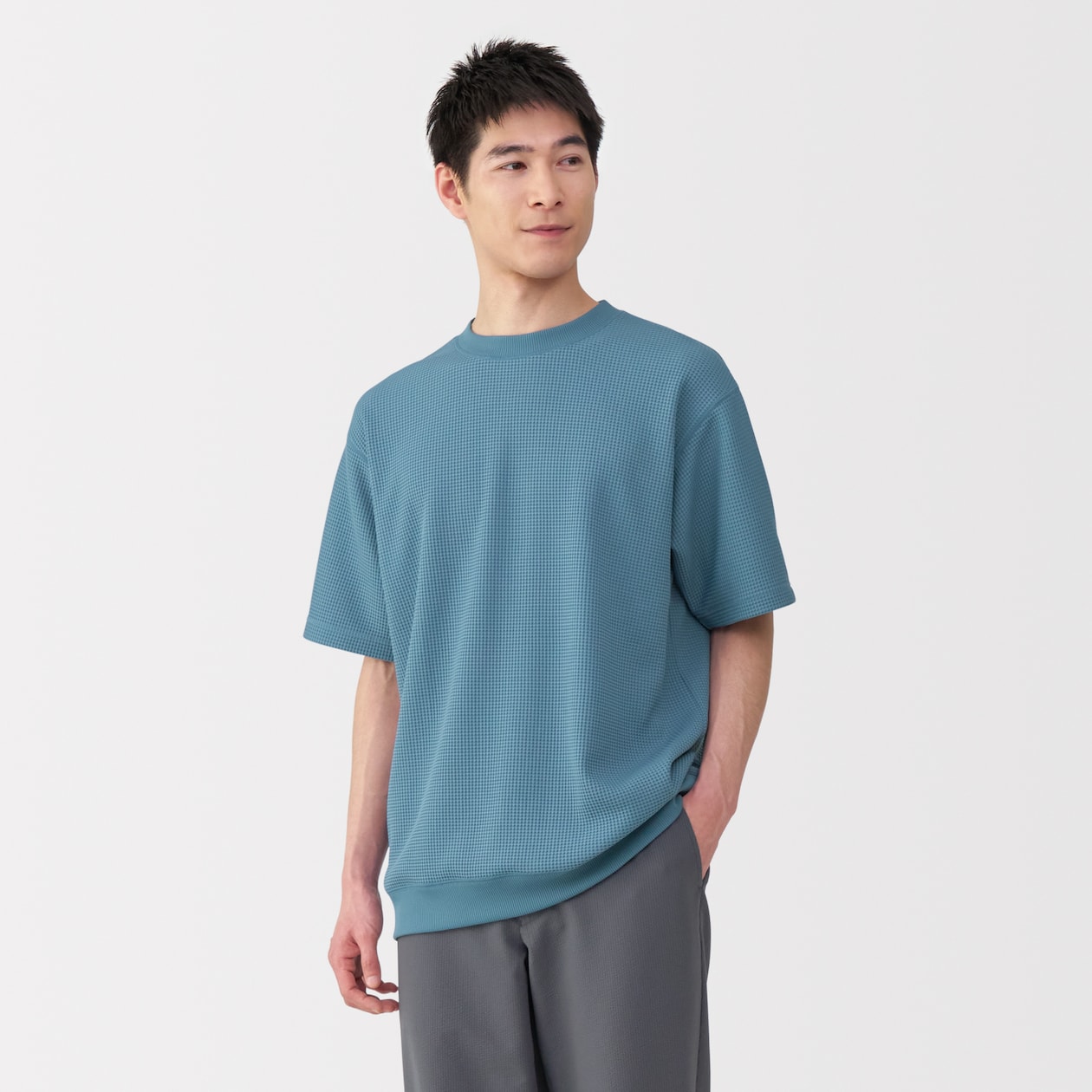 紳士　ＵＶカット乾きやすいワッフルクルーネック半袖Ｔシャツ