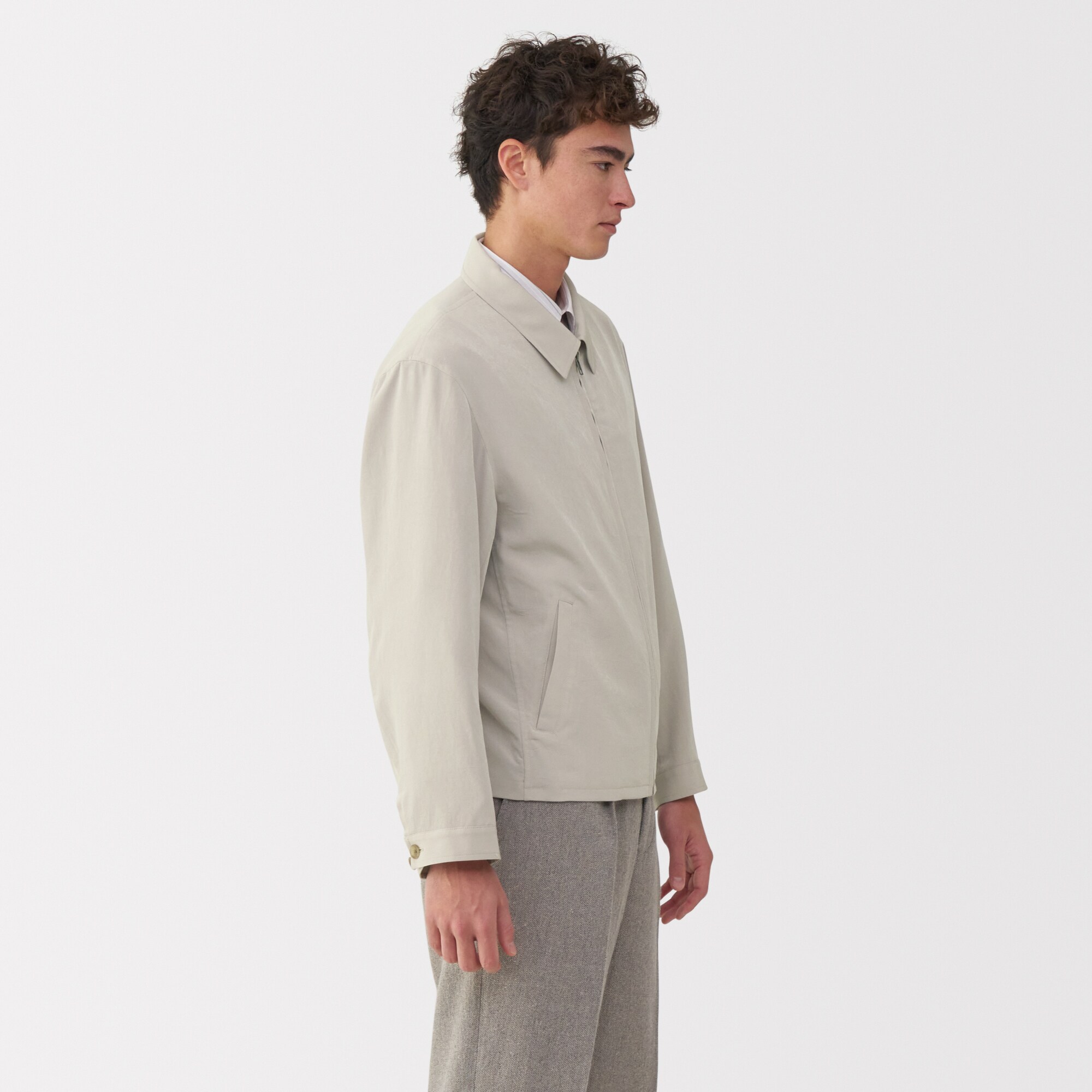 Muji Labo トリアセテート混ジップアップブルゾンSライトベージュ 紳士 トリアセテート混ジップアップブルゾン | 無印良品