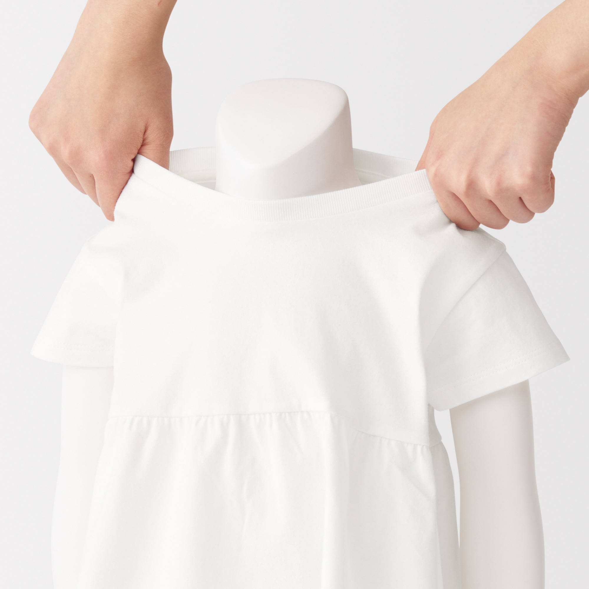 ベビー　あたまするっと　天竺編みクルーネック半袖チュニック