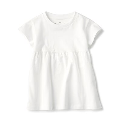 ベビー　あたまするっと　天竺編みクルーネック半袖チュニック