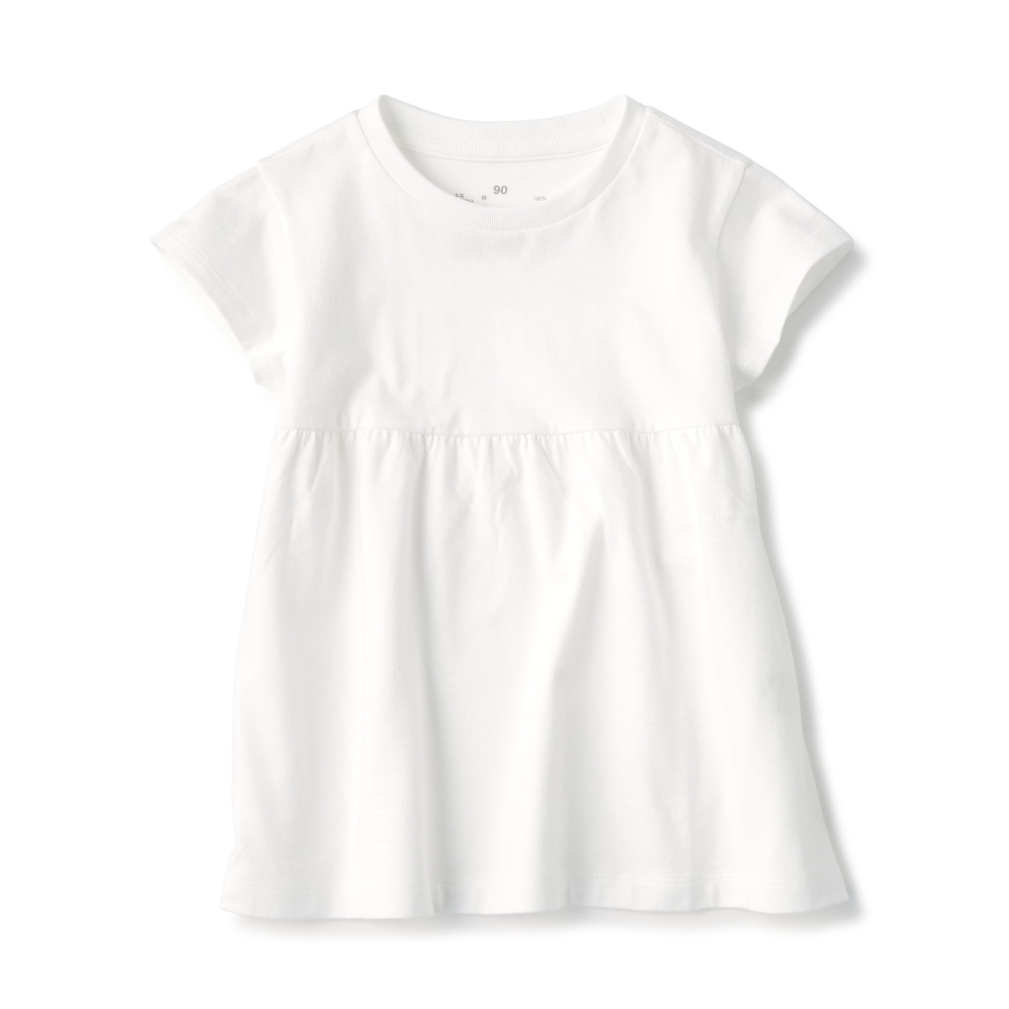 ベビー　あたまするっと　天竺編みクルーネック半袖チュニック