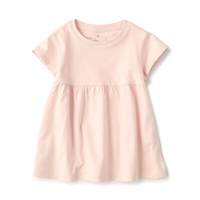 ベビー　あたまするっと　天竺編みクルーネック半袖チュニック