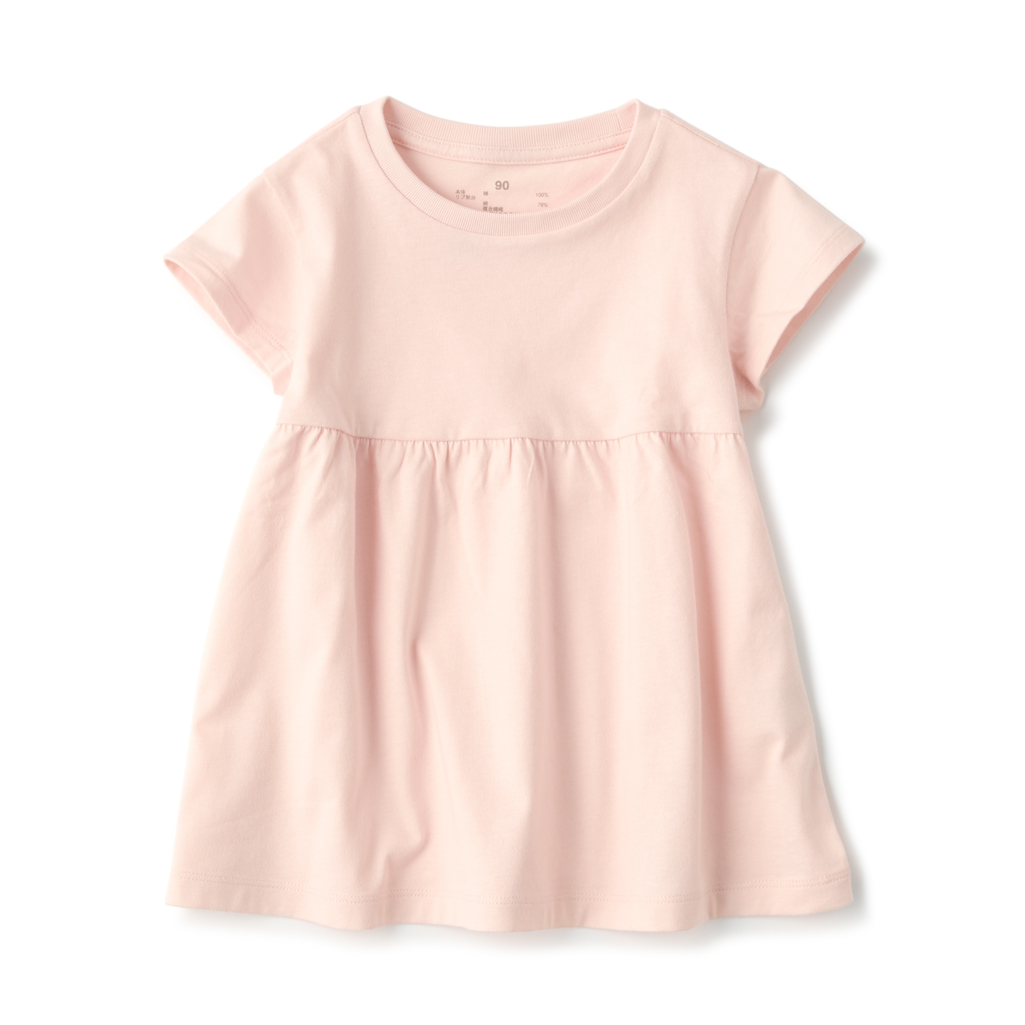 ベビー　あたまするっと　天竺編みクルーネック半袖チュニック