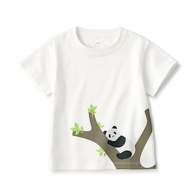 ベビー　あたまするっと　天竺編みプリント半袖Ｔシャツ