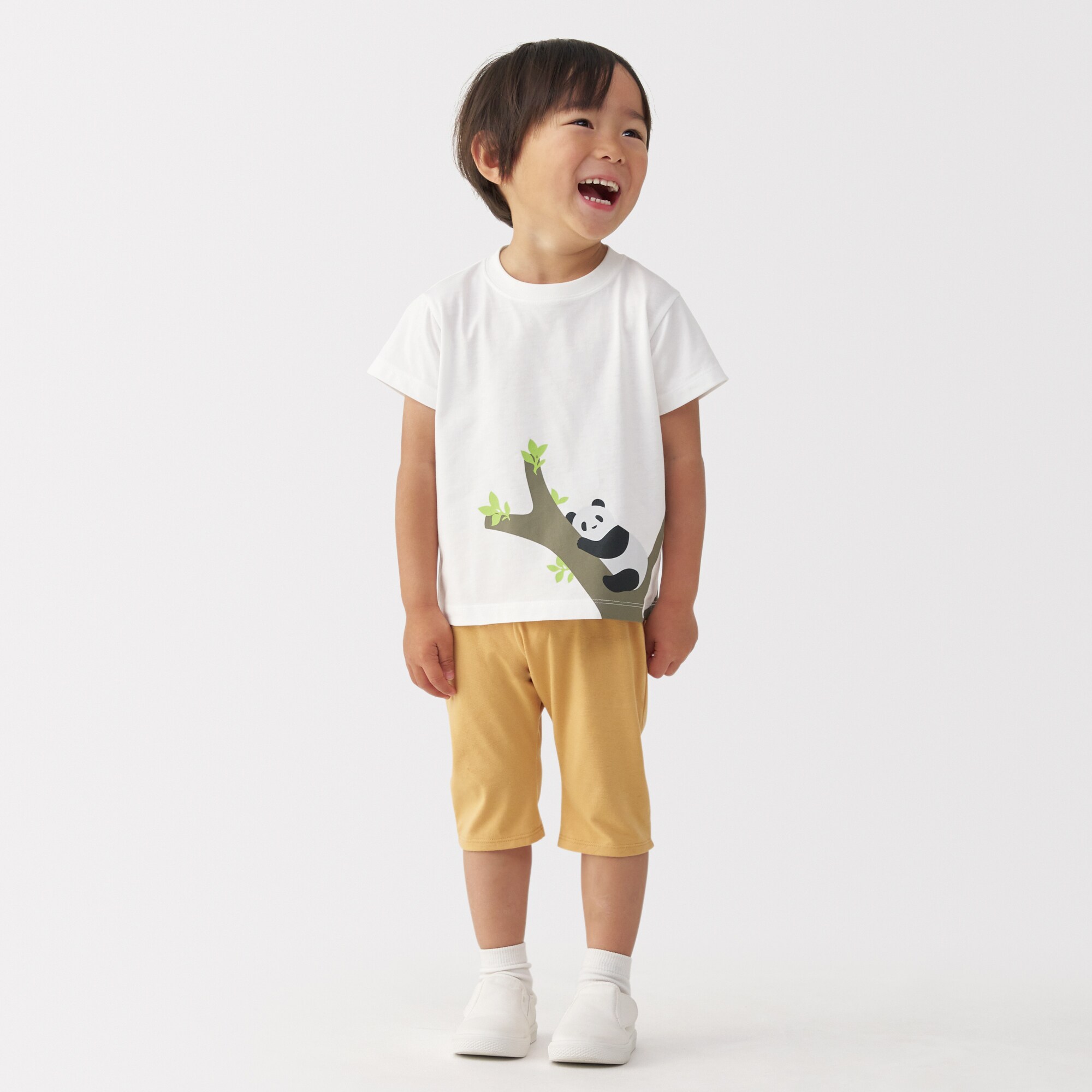 ベビー　あたまするっと　天竺編みプリント半袖Ｔシャツ