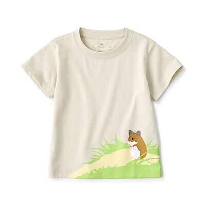 ベビー　あたまするっと　天竺編みプリント半袖Ｔシャツ