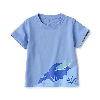 ベビー　あたまするっと　天竺編みプリント半袖Ｔシャツ