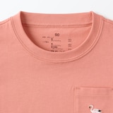 ベビー　あたまするっと　天竺編み刺繍入りポケット半袖Ｔシャツ