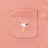 ベビー　あたまするっと　天竺編み刺繍入りポケット半袖Ｔシャツ