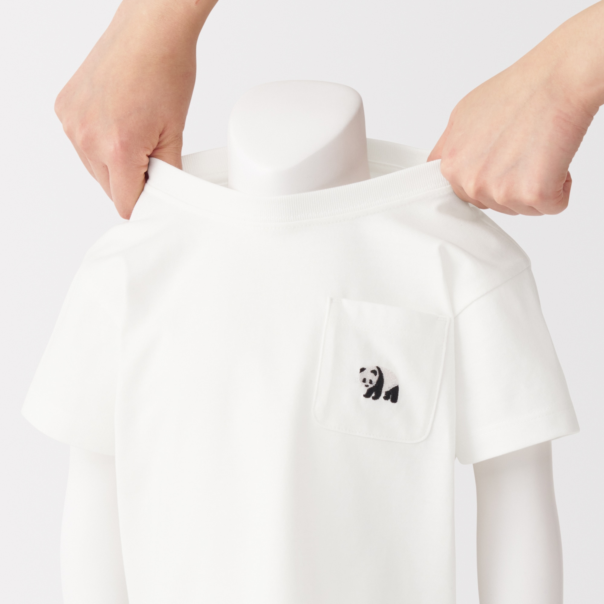 ベビー　あたまするっと　天竺編み刺繍入りポケット半袖Ｔシャツ