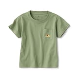 ベビー　あたまするっと　天竺編み刺繍入りポケット半袖Ｔシャツ