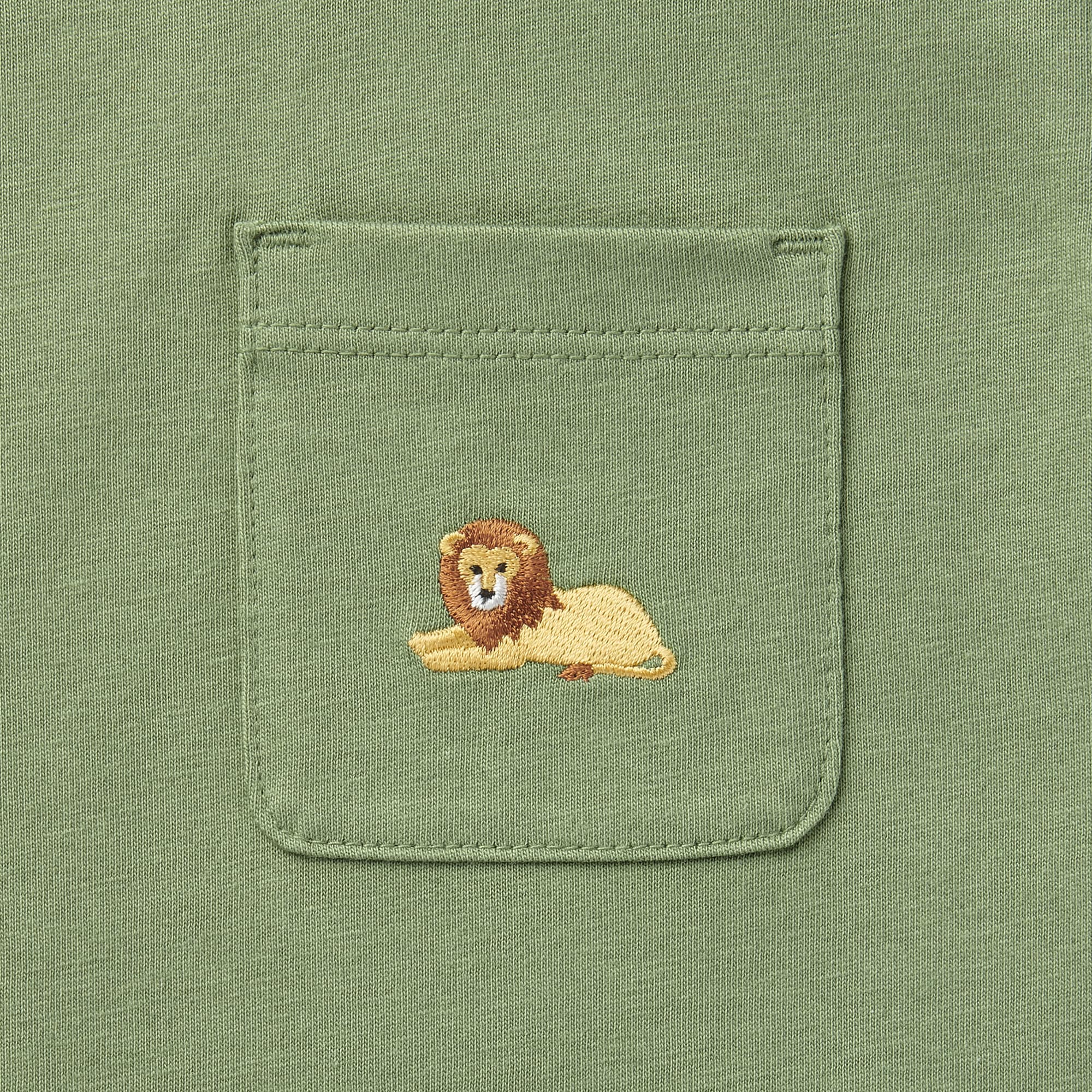 ベビー　あたまするっと　天竺編み刺繍入りポケット半袖Ｔシャツ