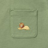 ベビー　あたまするっと　天竺編み刺繍入りポケット半袖Ｔシャツ