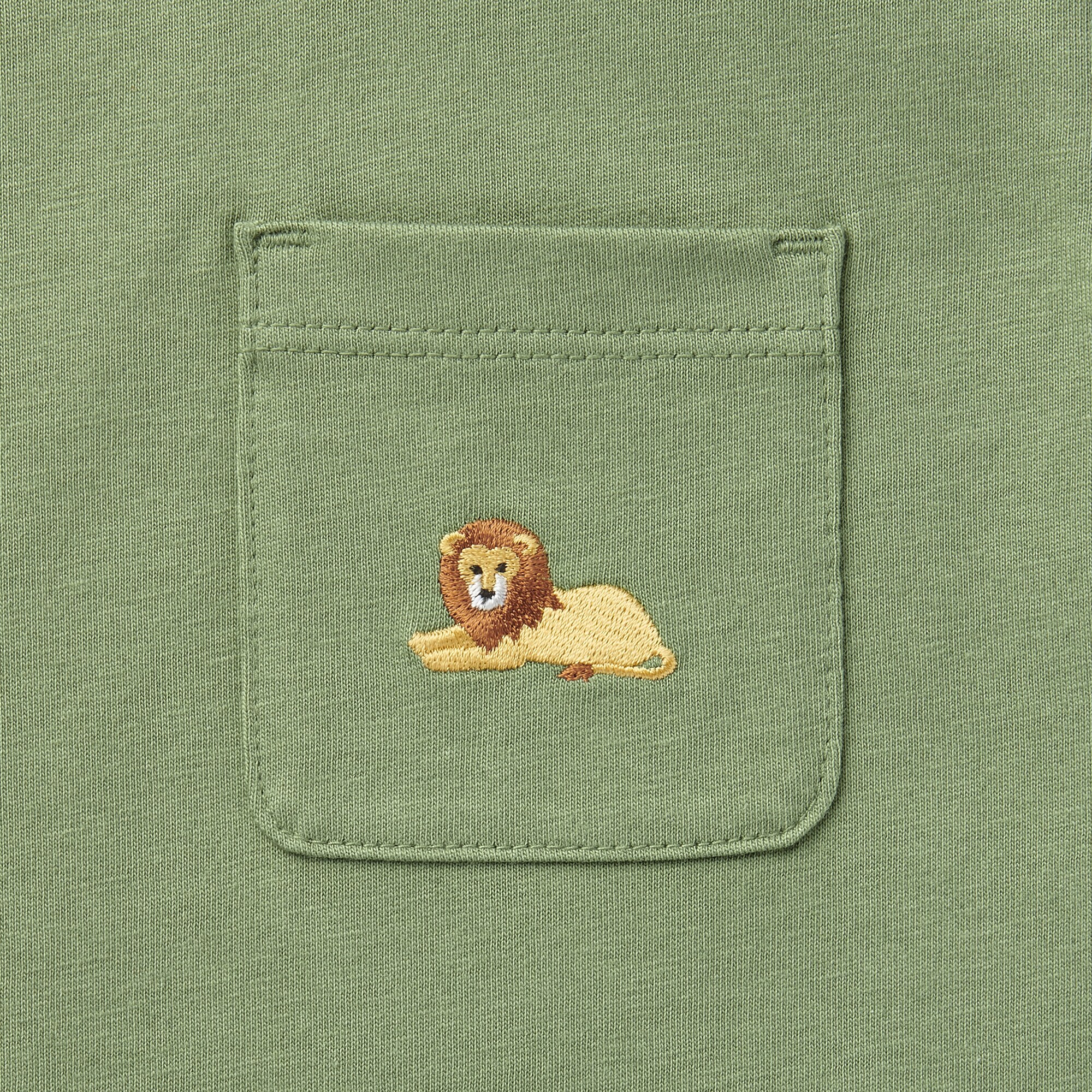 ベビー　あたまするっと　天竺編み刺繍入りポケット半袖Ｔシャツ