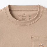 ベビー　あたまするっと　天竺編み刺繍入りポケット半袖Ｔシャツ