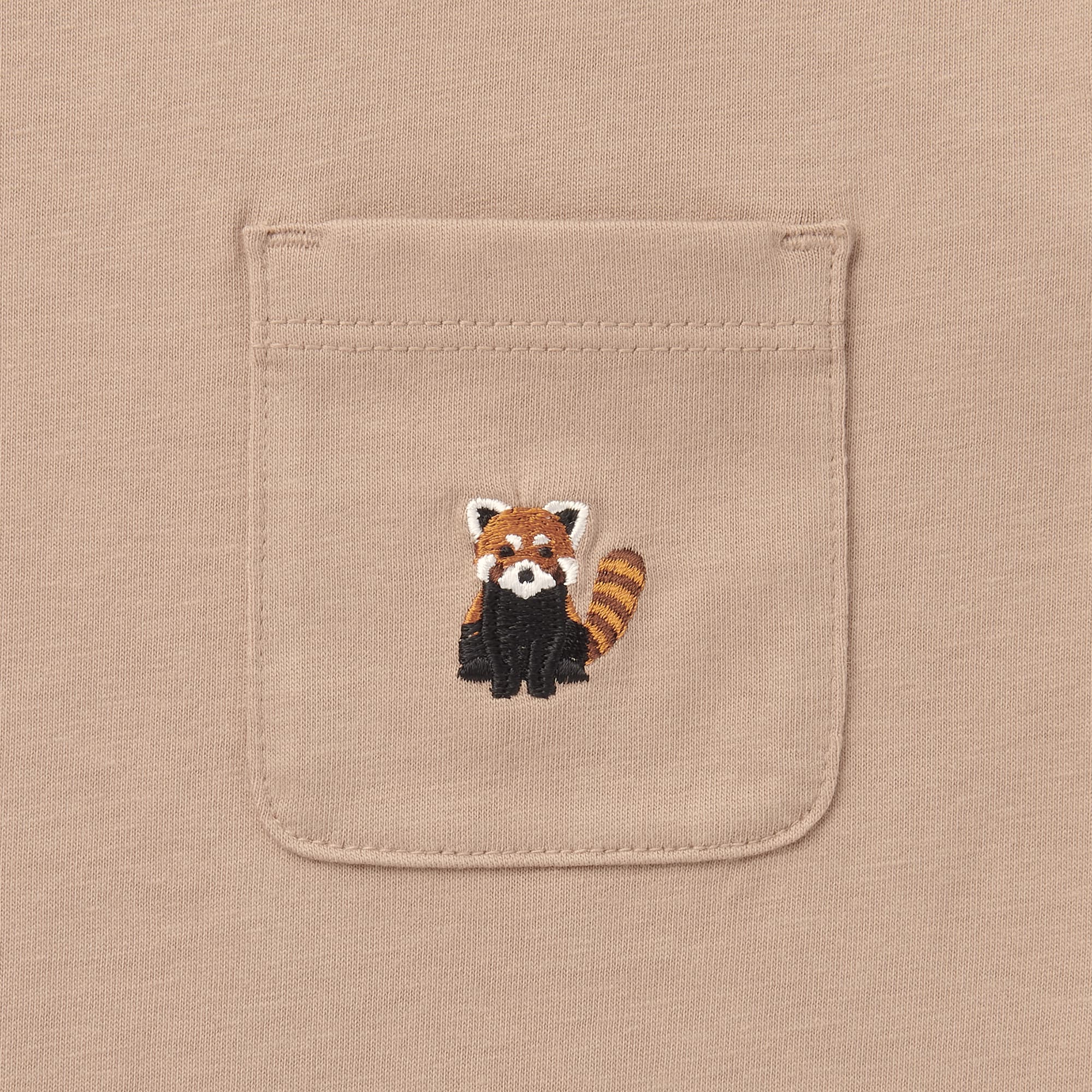 ベビー　あたまするっと　天竺編み刺繍入りポケット半袖Ｔシャツ