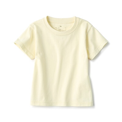 ベビー　あたまするっと　綿天竺編みクルーネック半袖Ｔシャツ　無地