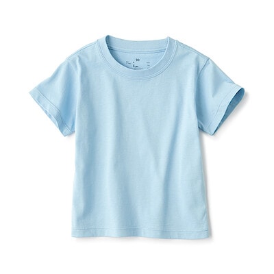 ベビー　あたまするっと　天竺編みクルーネック半袖Ｔシャツ　無地