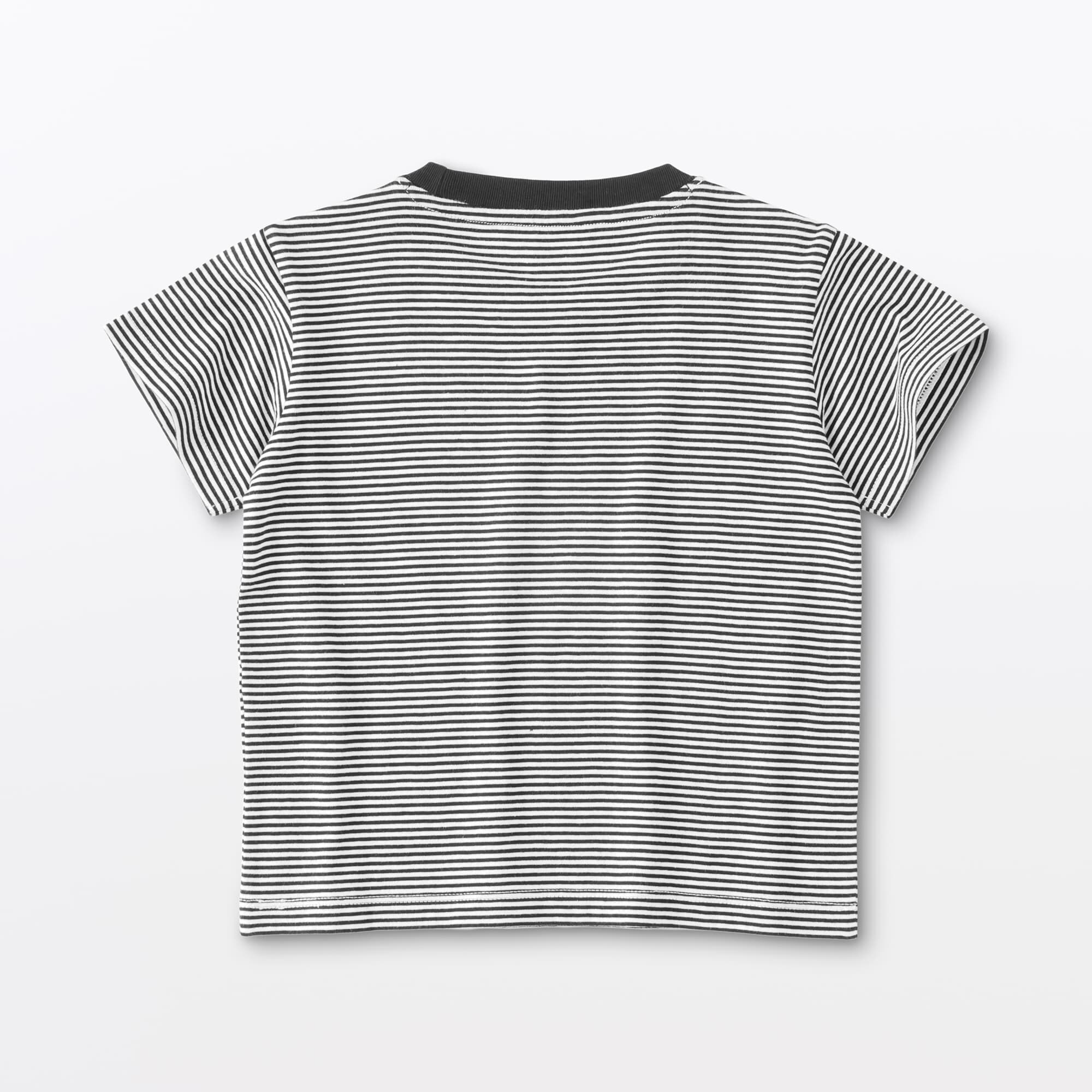 ベビー　あたまするっと　天竺編みクルーネック半袖Ｔシャツ　ボーダー