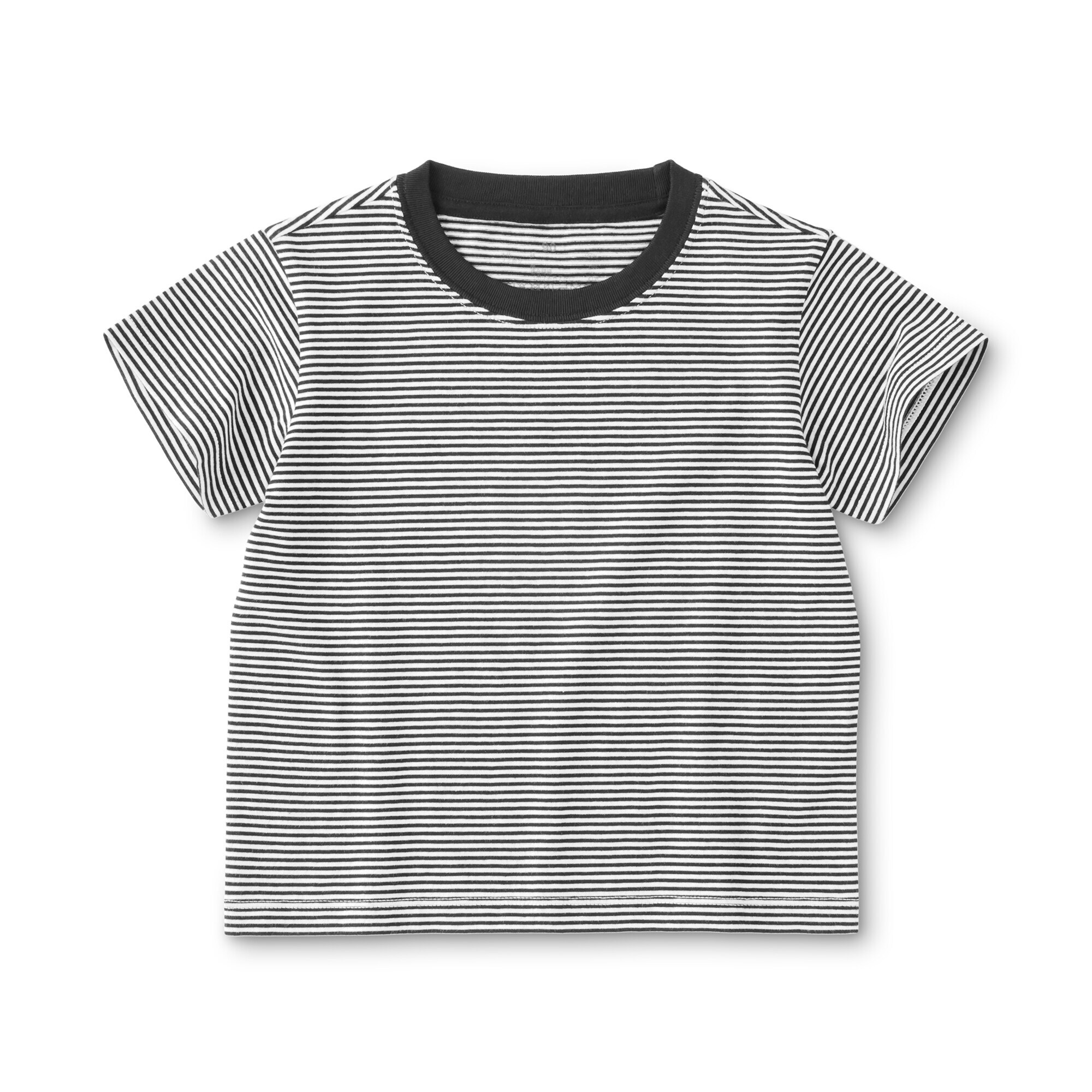 ベビー　あたまするっと　天竺編みクルーネック半袖Ｔシャツ　ボーダー