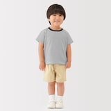 ベビー　あたまするっと　天竺編みクルーネック半袖Ｔシャツ　ボーダー