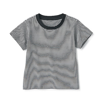 ベビー　あたまするっと　天竺編みクルーネック半袖Ｔシャツ　ボーダー