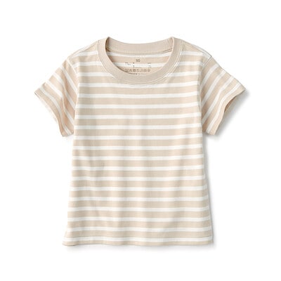 ベビー　あたまするっと　天竺編みクルーネック半袖Ｔシャツ　ボーダー