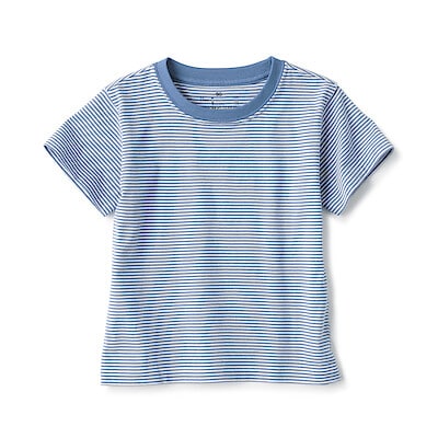 ベビー　あたまするっと　天竺編みクルーネック半袖Ｔシャツ　ボーダー