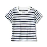 ベビー　あたまするっと　天竺編みクルーネック半袖Ｔシャツ　ボーダー