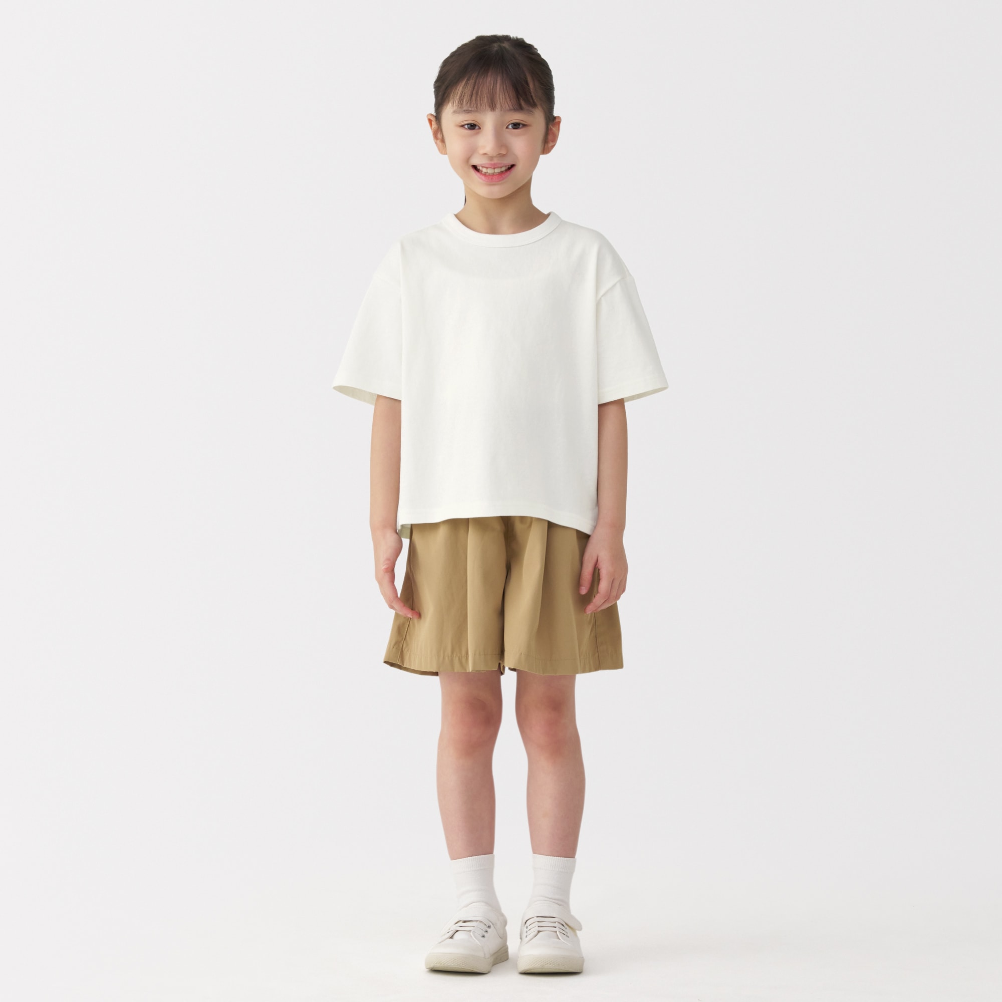 キッズ　太番手クルーネック五分袖Ｔシャツ