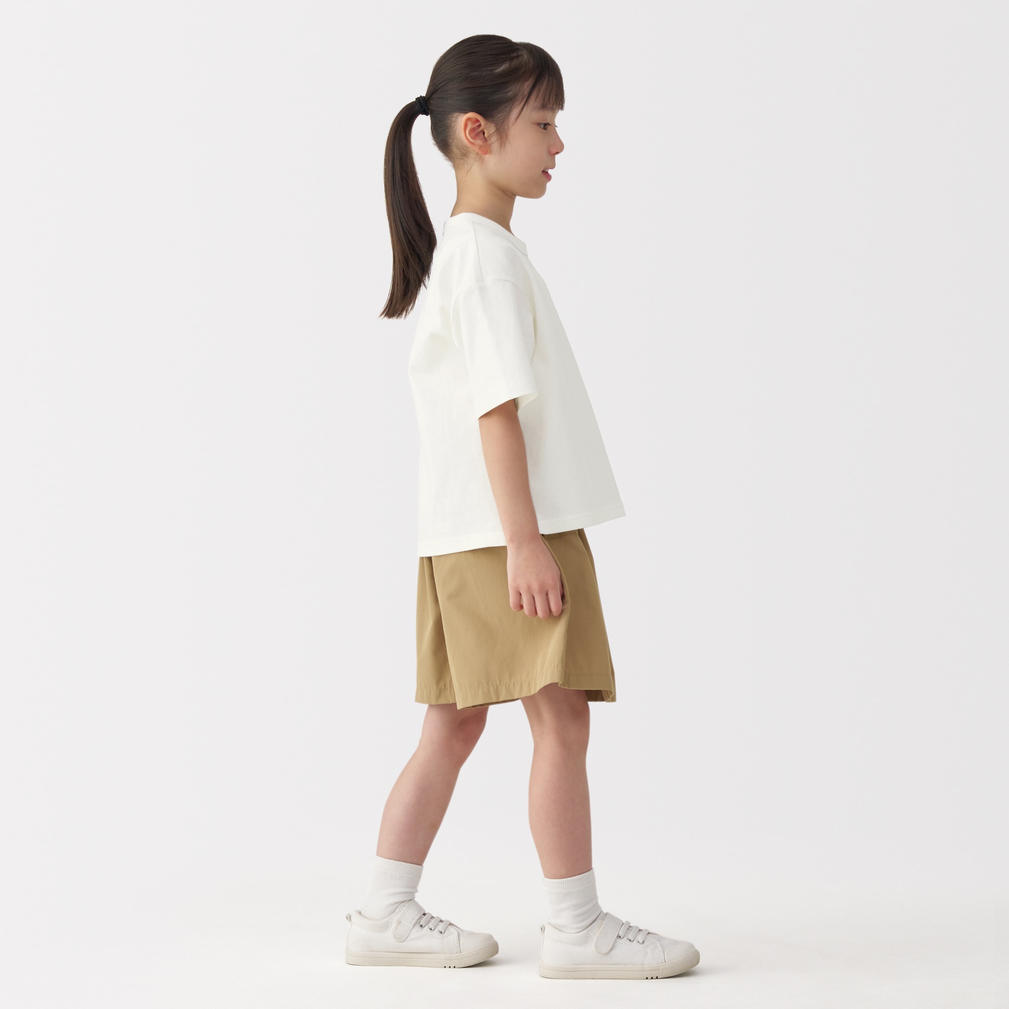 キッズ　太番手クルーネック五分袖Ｔシャツ