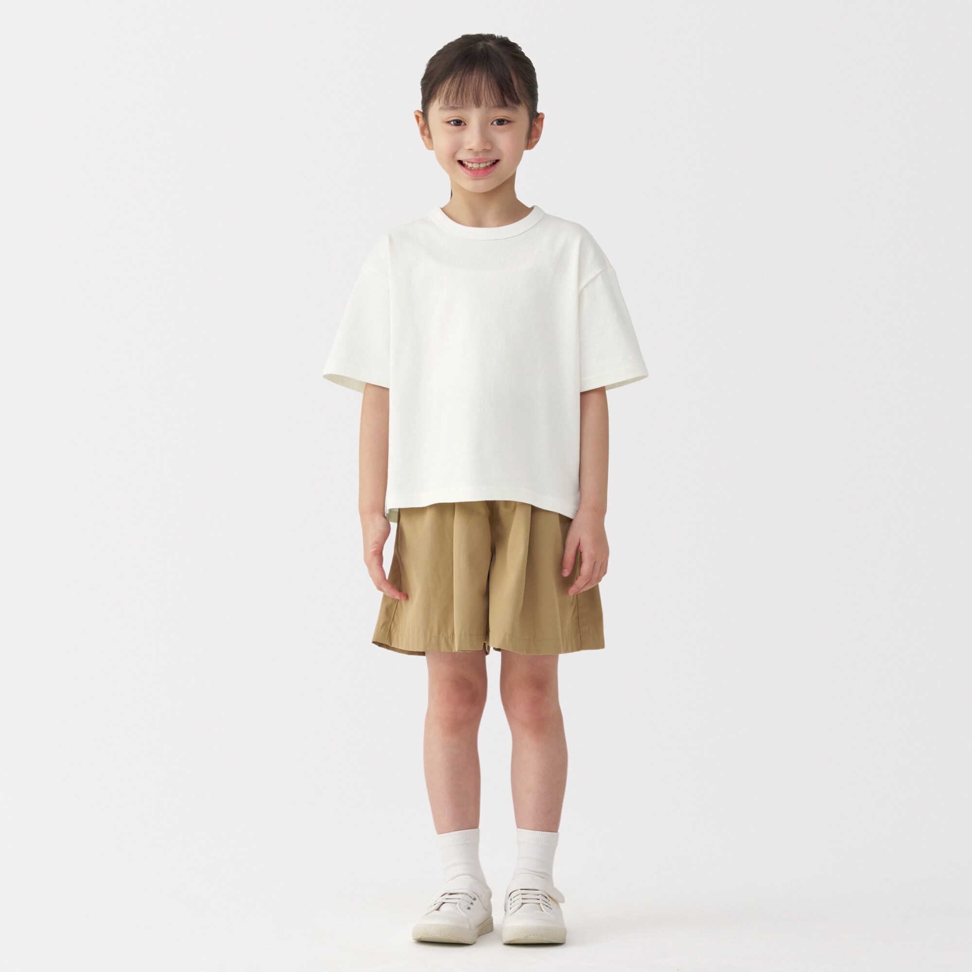 キッズ　太番手クルーネック五分袖Ｔシャツ