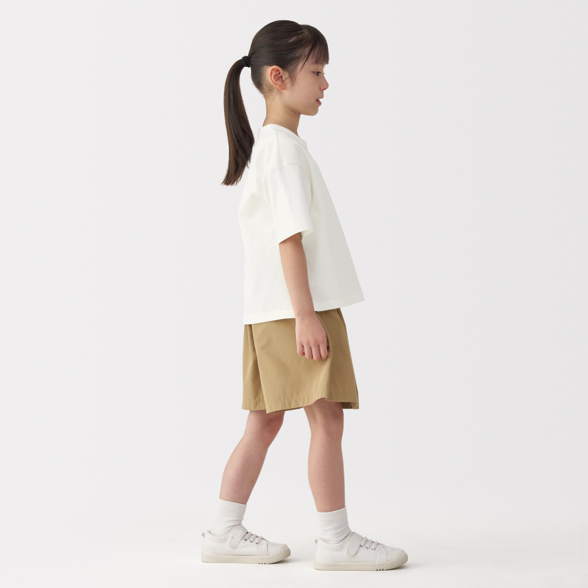 キッズ　太番手クルーネック五分袖Ｔシャツ