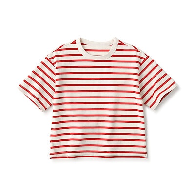 キッズ　太番手クルーネック五分袖Ｔシャツ