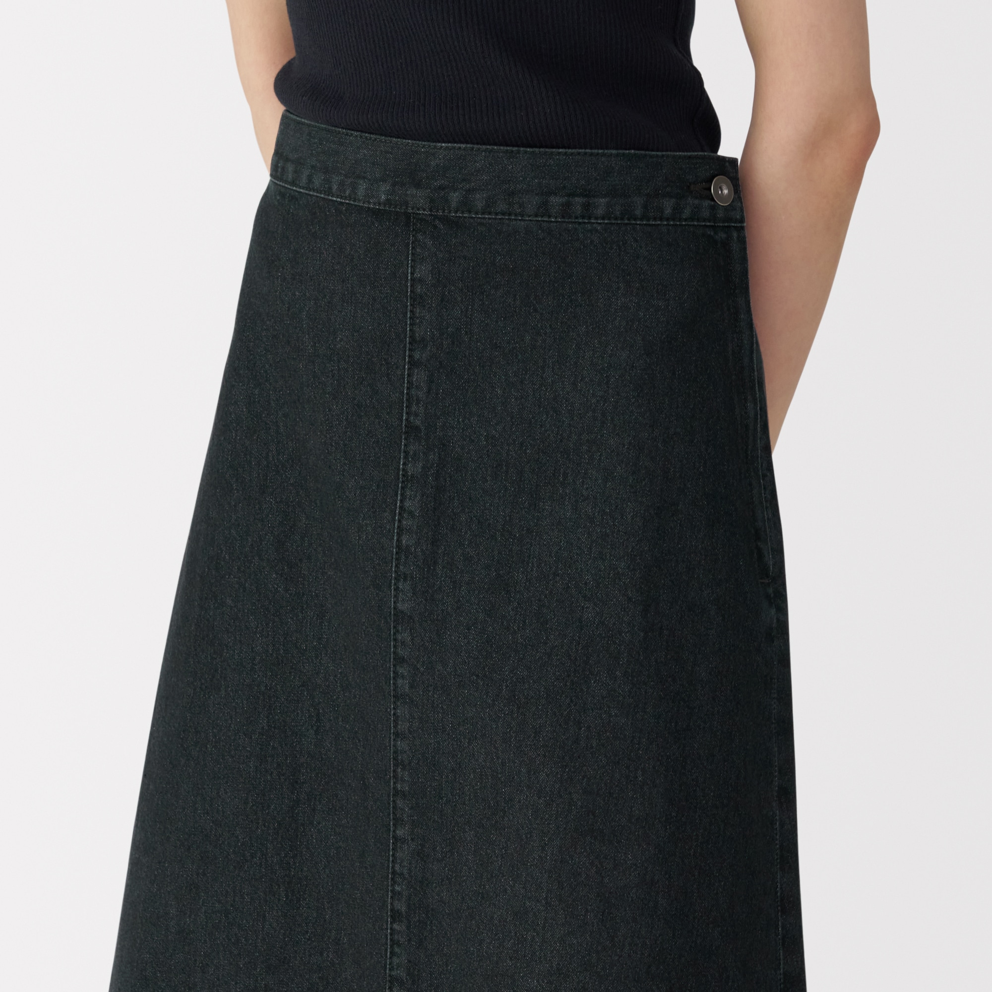 婦人　和紙混デニムスカート　ダークグレー