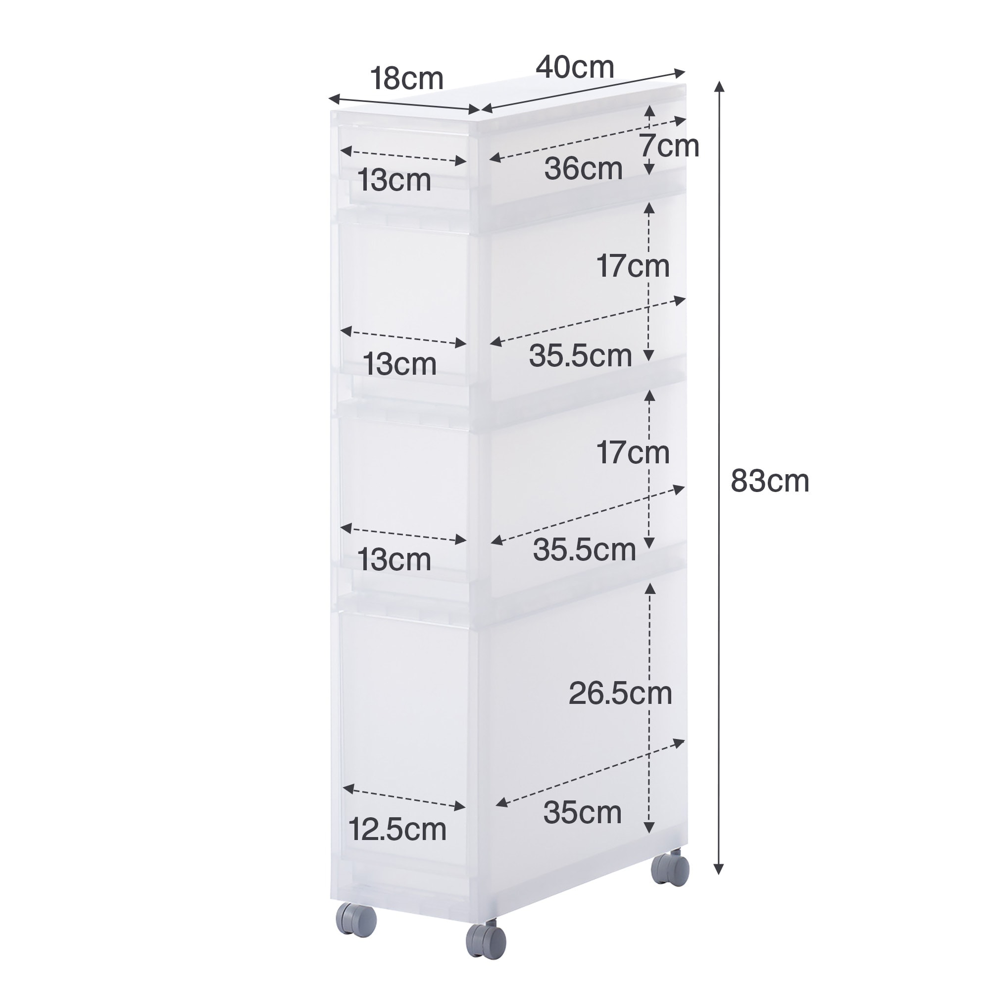 【宅送】ポリプロピレン　収納ストッカー　キャスター付２