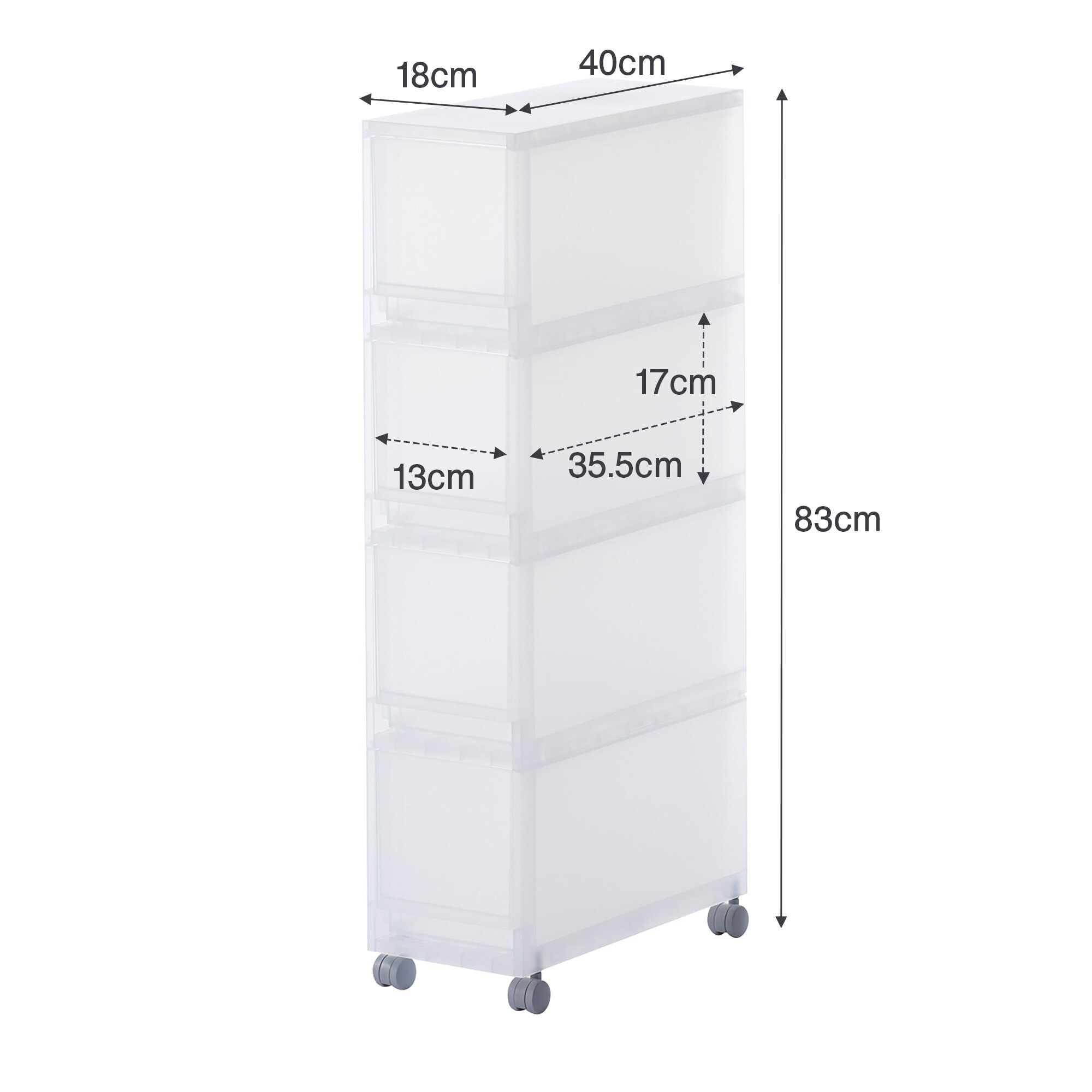 【宅送】ポリプロピレン　収納ストッカー　キャスター付３