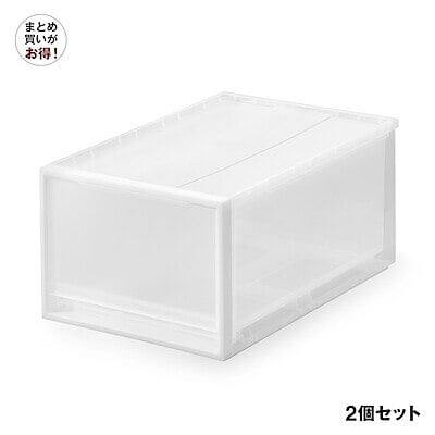 【まとめ買い】ポリプロピレン　収納ケース　中/約幅34×奥行44.5×高さ24cm 2個セット