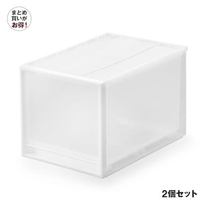【まとめ買い】ポリプロピレン　収納ケース　大/約幅34×奥行44.5×高さ30cm 2個セット