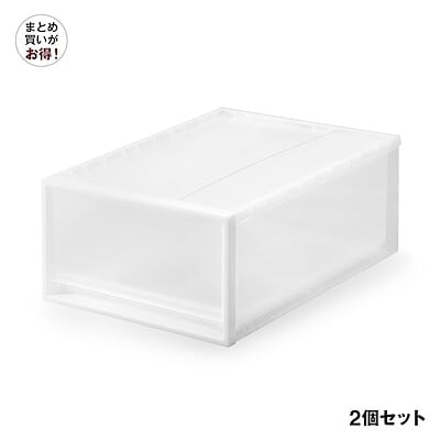 【まとめ買い】ポリプロピレン　クローゼットケース　中/約幅44×奥行55×高さ24cm 2個セット
