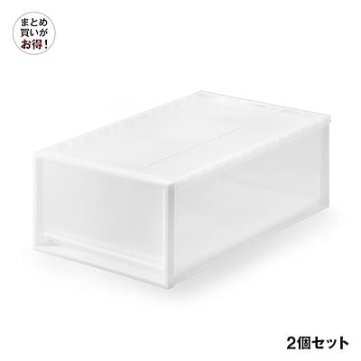 【まとめ買い】ポリプロピレン　衣装ケース　中/約幅40×奥行65×高さ24cm 2個セット