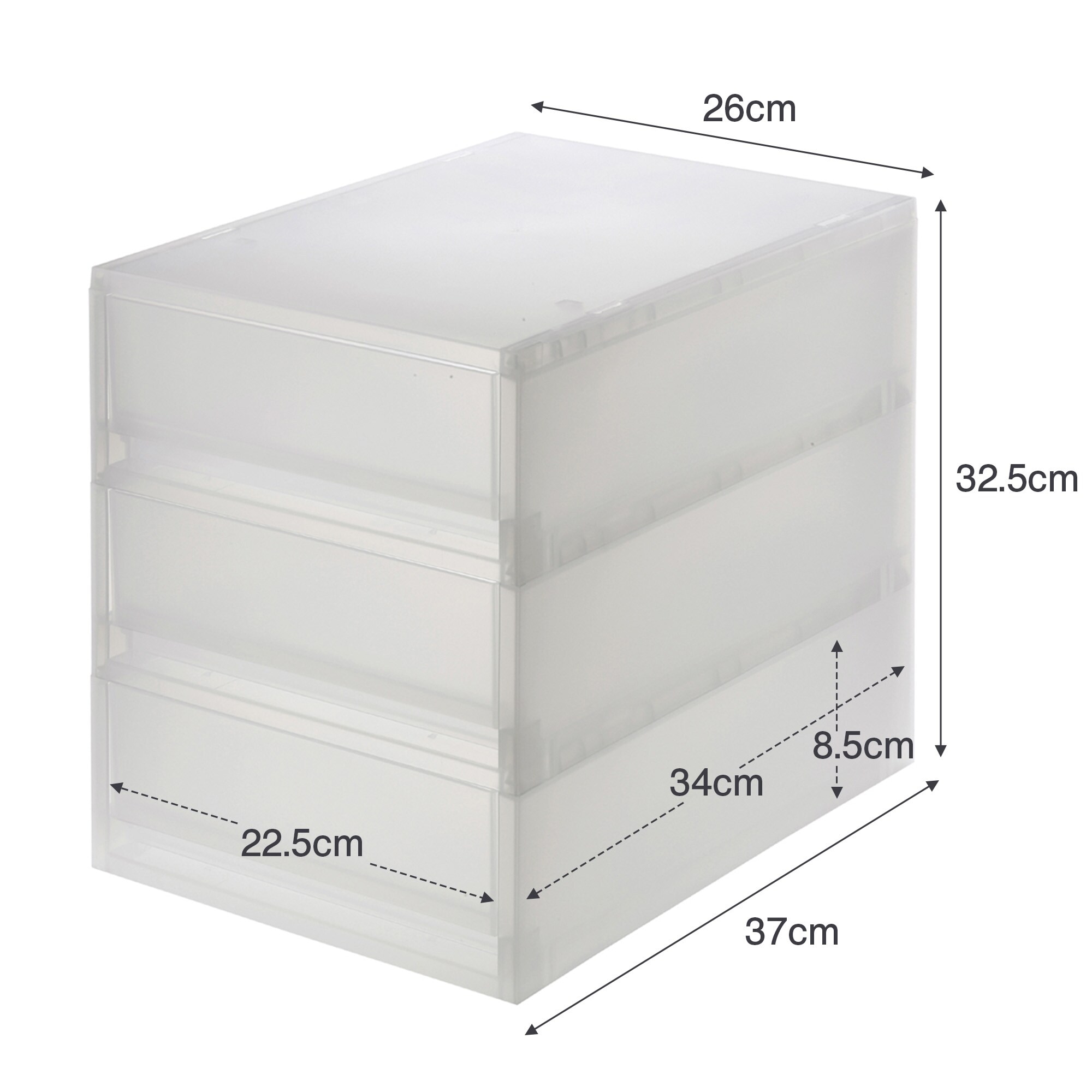 【まとめ買い】ポリプロピレン　小物収納ケース　引出３段